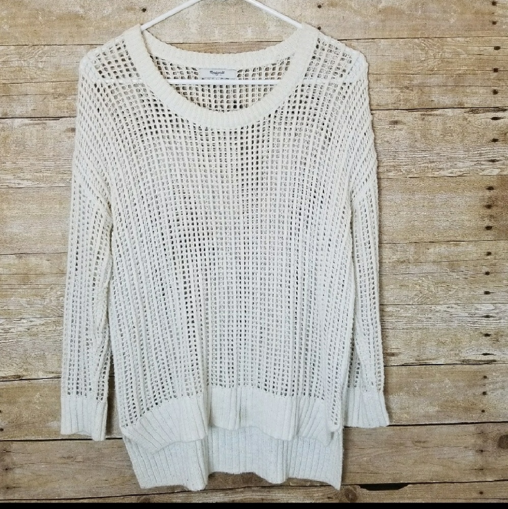 Madewell Open Knit Sweater Cream Ivory White XS